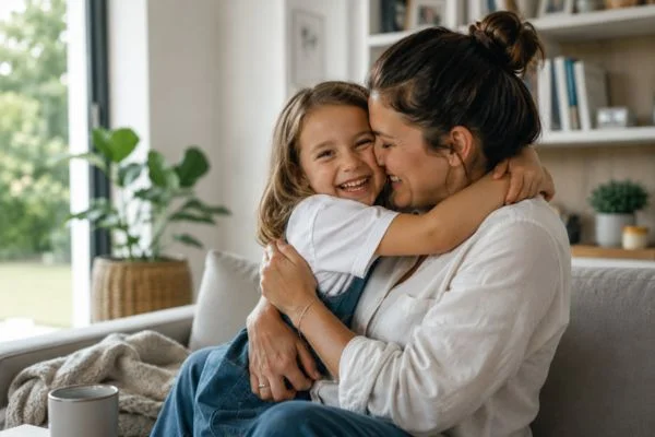 happy child with parent after parenting plans Penarth
